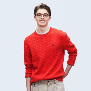 [헤지스] 남성 케이블패턴 긴팔니트 HZSW5A211R2