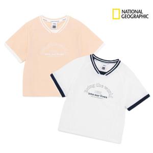 내셔널지오그래픽키즈 K252GTS010 여아 우븐 크롭 반팔 티셔츠 초등 선물 여름 아이돌 딜