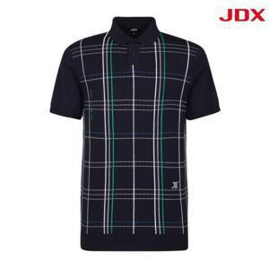 JDX 세이브존07 남성 체크 패턴 반팔니트 X2SPV2342DN