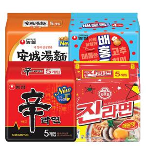 농심 신라면5봉+진라면매운맛5봉+안성탕면5봉+배홍동비빔면4봉