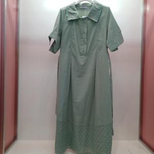 Latium HC06 H라인 구김 없는 앞반오픈 5부 주머니 카라 반팔 펀칭 원피스 T2523op11M
