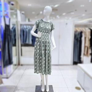 [밸리걸] 그린 플라워 밴딩 롱 원피스 225850