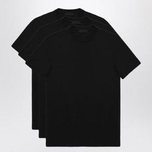 PRADA Set of three black cotton T-shirts UJM49211CD/XH_PRADA-F0002