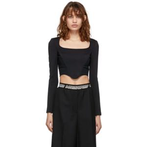 Stella McCartney 티셔츠 블랙 코르셋 탑 221471F110005