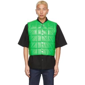 Bottega Veneta 가죽재킷 그린 패딩 베스트 221798M213030