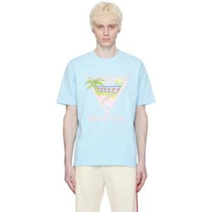 카사블랑카 티셔츠 SSENSE 익스클루시브 블루 테니스 클럽 아이콘 티셔츠 241195M213012