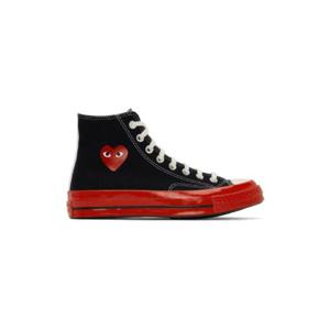 꼼데가르송 스니커즈 블랙   레드 Converse 플레이 스니커즈 221246M236005