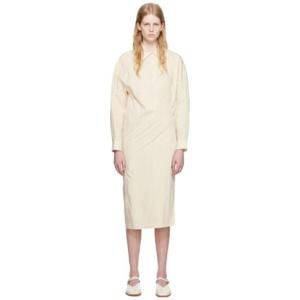 르메르 원피스 오프 화이트 스트레이트 칼라 트위스트 미디 드레스 231646F054031