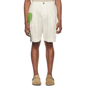 Homme Plisse Issey Miyake 반바지 오프 화이트 캐스케이드 픽처레스크 쇼츠 242729M193020