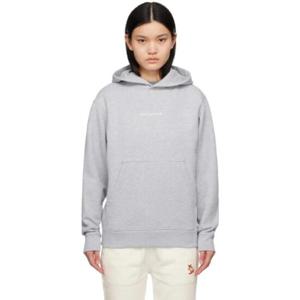 Maison Kitsune 후드 그레이 코드리스 자수 후디 231389F097017
