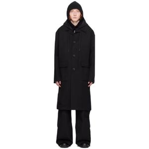 준지 코트 블랙 울 코트 242343M176003