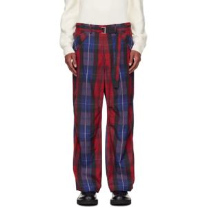 사카이 카고팬츠 SSENSE 익스클루시브 레드 플래드 카고 팬츠 242445M188009