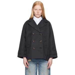 25 SS 바버 여성 블랙 메이지 샤워프루프 피 코트 252390F063031