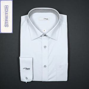 듀퐁 셔츠 SE4FM12LS703SGY 일반핏 구김 적은 그레이 솔리드 카라 배색 소매 로고 스트레치 긴팔 스판 셔츠