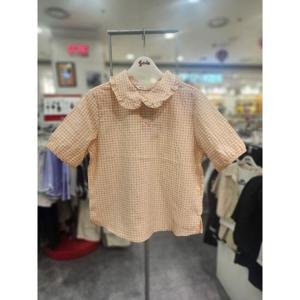 소이 주니어 세이브존01 여름 여아 5부 반오픈 카라 체크 블라우스 22m1652