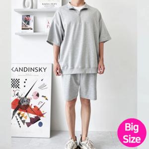 [리빌모아]국산 빅사이즈 남자 반집업 반팔 DJ4-TSH-STTA2023-그