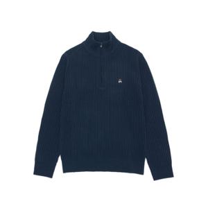 [브룩스브라더스] 23FW 슈퍼파인 메리노울 100% 립 하프 집업 (블루) (BBWWMB0001MDF)