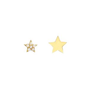 [GB] 별 큐빅 언발란스 포인트 14K 귀걸이 LPFE2013G