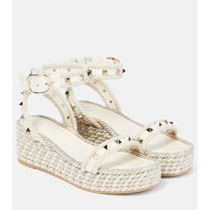 발렌 Rockstud 레더 웨지 에스파드리유 P00772009
