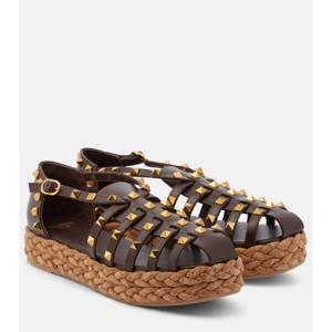 발렌 Rockstud 레더 에스파드리유 P01000419