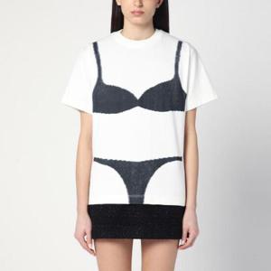 MARC JACOBS White Trompe Loeil T-shirt with lingerie print 2S5RTP050C21CO/Q_MARC-100