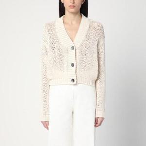 ROBERTO COLLINA Ecru cardigan in cotton-blend knit B41010B41/Q_ROBER-02