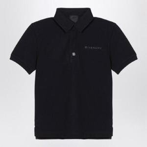 GIVENCHY 로고가 있는 검은색 코튼 폴로 셔츠 H30555-BCO/XH_GIV-09B