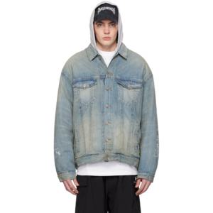 발렌시아가 청자켓 블루 후드 데님 재킷 241342M177007