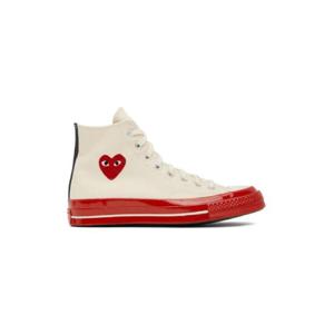 꼼데가르송 스니커즈 오프 화이트   레드 Converse 척 70 스니커즈 222246M236001