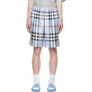 버버리 반바지 블루 실크 쇼츠 221376M193006