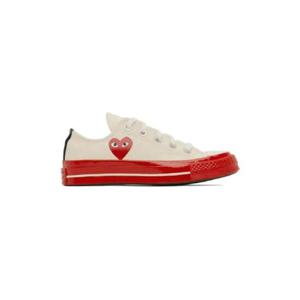 꼼데가르송 스니커즈 오프 화이트   레드 Converse 척 70 스니커즈 222246F128002