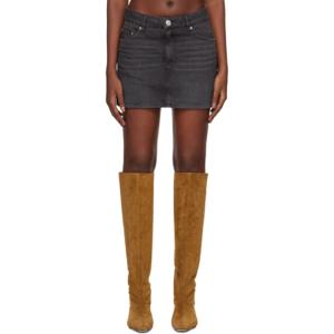AMI Paris 미니스커트 블랙 로우라이즈 데님 미니 스커트 242482F090004