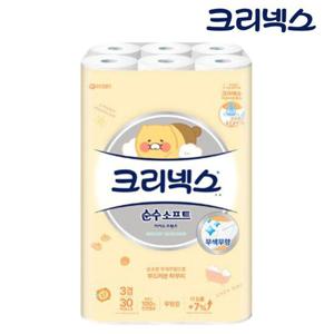 [땡큐온]크리넥스 카카오프렌즈 순수소프트 3겹 30M 30롤 x1개