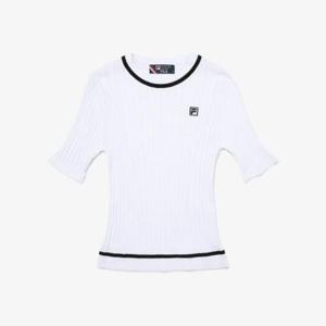 [휠라]니트 사선 라운드 티셔츠 (FS2RSG2371F_WHI)