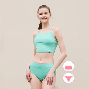 베이직엘르 여성 래쉬가드 민트 이너웨어 브라탑 세트 BEL-X225T