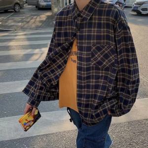 [리빌모아]남녀공용 오버핏 캐주얼 체크 와이셔츠 DMES-SHA-STS1