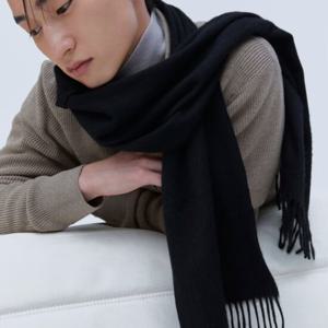 [질스튜어트] 블랙 로고자수 캐시미어100% 머플러 JUMU4F111BK