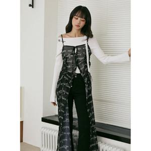 [에고이스트][BLUE LABEL] 셔링 레터링 끈 장식 원피스 ER2OOP02