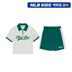 [MLB키즈PG] 바시티 메쉬 피케 티셔츠 세트 (7AS1V0753-43IVS)