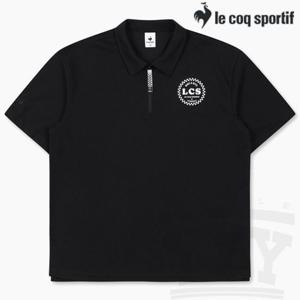 [르꼬끄 스포르티브]르꼬끄 루즈핏 반집업 카라 반팔티 QP213CTS41 BLK