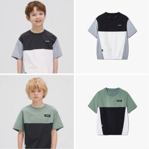 [FILA KIDS]우븐 배색 반팔 티셔츠-FK2RSH2201X