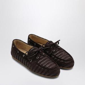 MIU MIU 갈색 가죽과 스웨이드로 짠 모카신 5D375E0053A69/Q_MIU-F0003