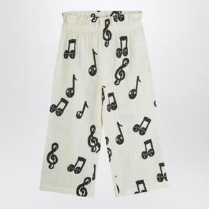 MINI RODINI Wide white trousers with musical notes 2523016310CO/Q_MIRO-WHT