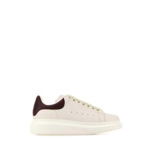 ALEXANDER MCQUEEN White leather sneakers with chocolate leather heel 553770WIACV 9072
