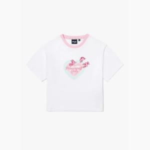휠라반팔티 TQJ FK2RSG2P02F-OWH 파워퍼프걸 크롭 티셔츠