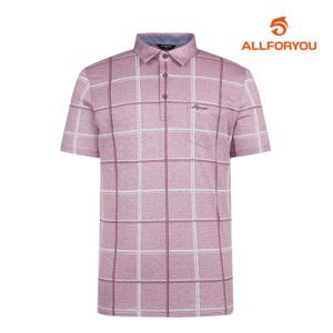 [올포유] 남성 남성 체크 프린트 카라 반팔 티셔츠 AGTYM3321-403