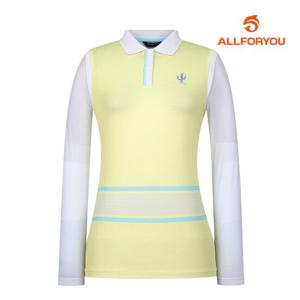 [올포유] 여성 스트라이프 포인트 배색 카라 티셔츠 AWTPM3151-203