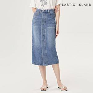 플라스틱아일랜드 데님 미디 스커트 (PQTWS010)