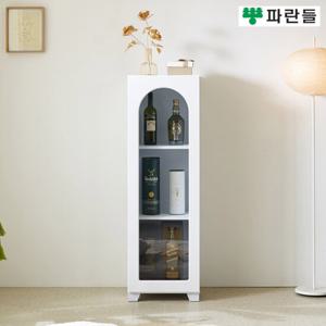파란들가구 화이트 400 유리문 장식장 틈새수납장 거실장식장