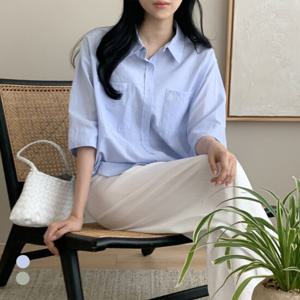 [카라]KARRA (77까지)포켓자수씬스트라이프셔츠_A5M0455